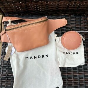 New Mandrn Remy belt bag fanny pack sling and circle pouch in peach
